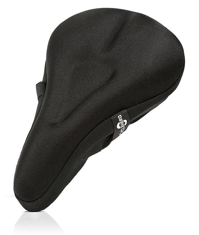 Schmaler Sattelbezug (28cm x 18cm) Gelsattelbezug mit Sicherheitsband - Weicher Gelsattel Überzug für Mountainbike, Rennrad, 