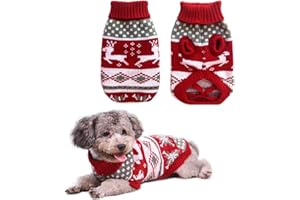 Vehomy Dog Christmas Sweaters Pet Winter Knitwear Xmas Clothes Classic Warm Coats Reindeer Snowflake Argyle Sweater for Kitty Puppy Cat-M