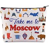 LEVLO Moscow Russia Culture Travel Cosmetic Bag Moscow Souvenir Gift Take Me To Moscow Makeup Zipper Pouch Bag For Traveler (Take Me To Moscow)