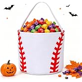 Halloween Trick or Treat Basket,Baseball Halloween Basket Easter Basket | Canvas Halloween Boo Basket,Easter Egg Hunt Basket,Candy Bucket Tote Bag