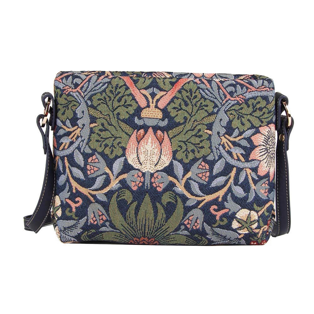 Signare Tapestry Crossbody Bag Small Shoulder Bag for Women with William Morris Design (Strawberry Thief Blue, XB02-STBL)