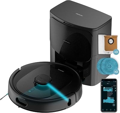 Robot Aspirapolvere Conga 9990 AI Spin Revolution Ultra Power Home. 10.000 Pa, Navigazione Laser, Base di Autopulizia, Intelligenza Artificiale, Evita Oggetti, Controllo APP, 240 min Autonomia