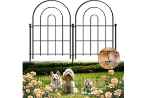PETFORT Garden Fence Panels, 17 in (High) x 12.6 ft (Long) Flower Bed Fencing for Small Animal Barrier, 10 Pcs Metal Decorative Fences Border with Hooks