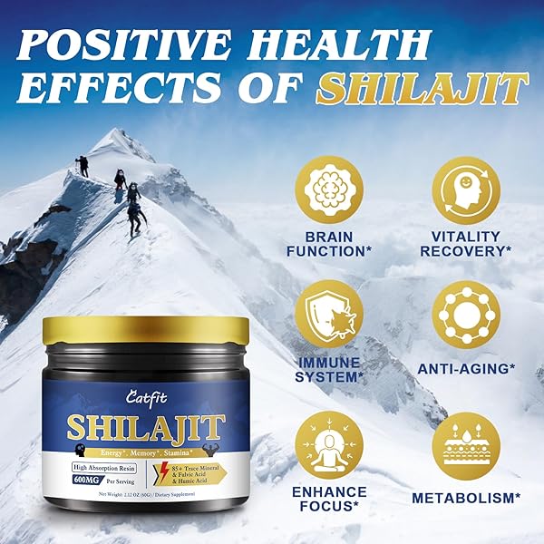 CATFIT SHILAJIT RESIN FOR MEN & WOMEN, SHILAJIT SUPPLEMENT WITH 85+ TRACE MINERALS & FULVIC ACID FOR ENERGY, FOCUS, BRAIN AND IMMUNE SUPPORT, HIGH NUTRITIONAL, MAXIMUM POTENCY, 100 SERVING / 60G