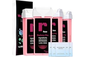 Wax Roller，Waxfans Roll on Wax, Natural Ingredients for Sensitive Skin，Wax Roller Refill 4 Pack,Roll on Wax for Hair Removal at Home (Rose)
