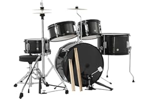 5 Piece Drum Set, Junior Drums Kit with Bass, Tom, Snare, Hi-Hat, Cymbal and Drum-Pedal, Full 16in Youth Drum Set with Drumst