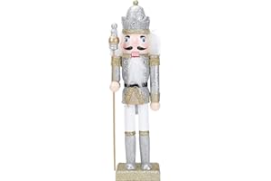 PASOLABE Christmas Nutcrackers Silver Nutcracker Figures 12 Inch Christmas Nutcracker Ornaments Silver Glitter Nutcracker Christmas Decorations for Festival Party Decoration