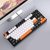 MageGee 75% Mechanical Keyboard 87 Keys Yellow Linear Switch White LED Backlit view 6
