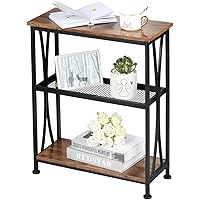 Vintage Narrow Side Table, 3 Tier End Table Curved Narrow Sofa Table Industrial Nightstand Slim End Table for Narrow and Smal
