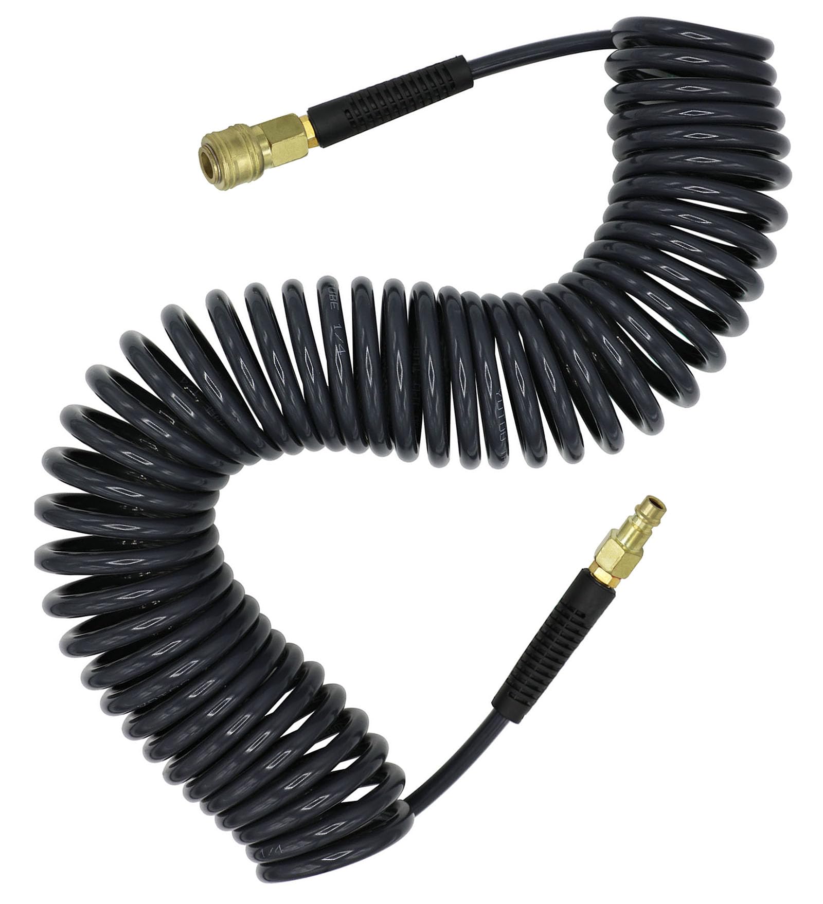 YOTOO Compressed Air Hose PU 10 m Long 6 mm ID x 11 mm AD with 1/4 Inch Germany Quick Coupling Connections, Bending Limiter, Grey