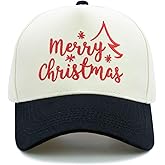 Qoyupuza Merry Christmas Embroidery Baseball Cap, Two-Tone Adjustable Unisex Xmas Dad Hat, Holiday Party Hat
