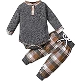 Baby Boy Clothes Fall Winter Outfits For Boys Infant Plaid Long Sleeve Button Romper + Long Pants Set 2PCS