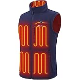 Venustas Men's Heated Fleece Vest with 6 Heating Zones, Lightweight Recycled Electric Fleece Vest