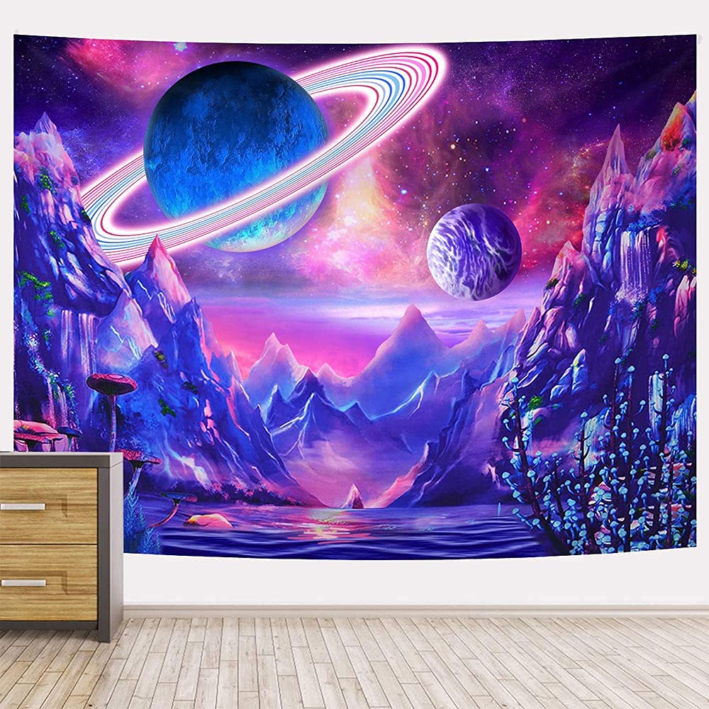 YISUMEI Galaxy Space Tapestry Psychedelic Trippy Tapestry for Bedroom Aesthetic University Solar Tapestries Wall Hanging for Room Decor(L/150x200cm/60x80inch)