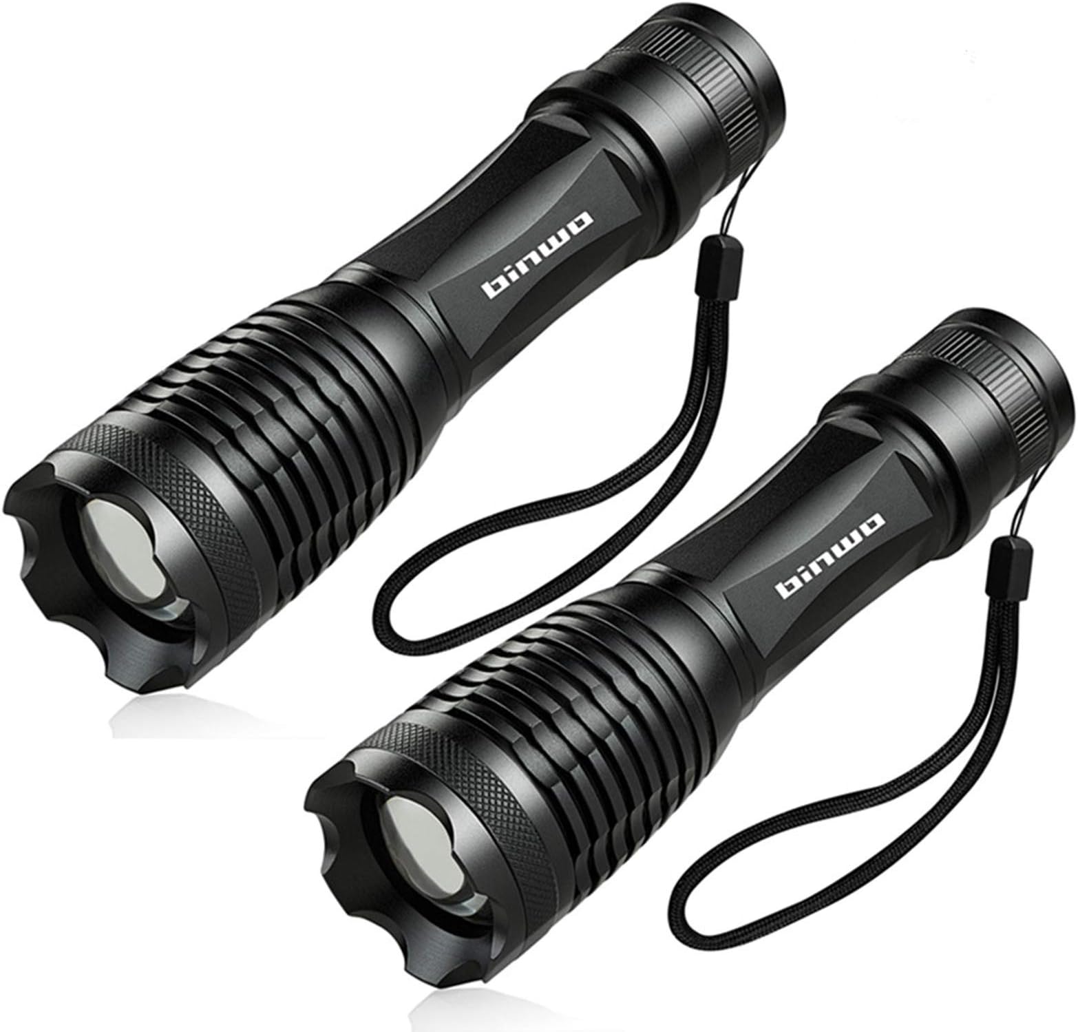 LED Torch, Binwo Torches LED Super Bright 2000 Lumens, Cree T6 LED Tactical Flashlight, Adjustable Focus Waterproof Hand Pocket Torch for Camping, Hiking, Fishing (2 Pack)