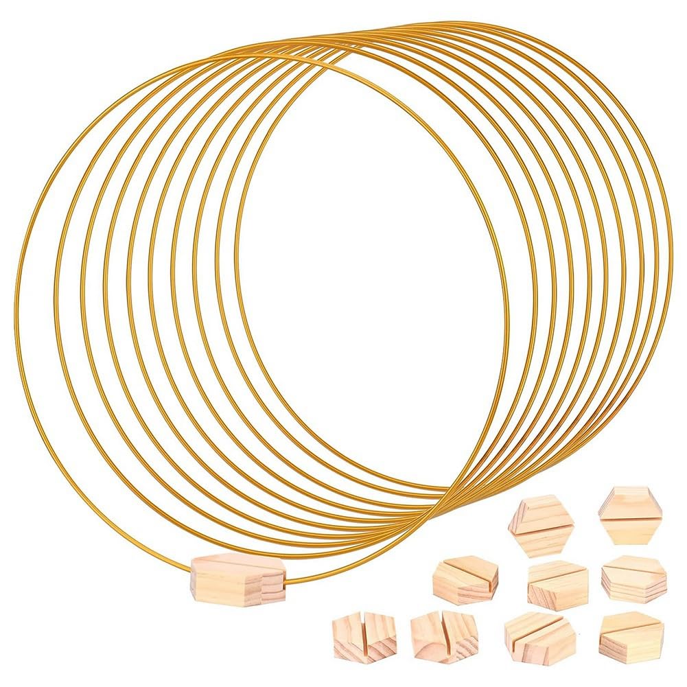 ZDSFSD Metal Floral Hoops Metal Wreath Ring with 10 PCS Place Card Holders, 30 cm Metal Floral Hoop for Wedding