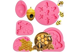 Muyulin Honeycomb Silicone Chocoolate Molds, Honeybee Fondant Molds for Honey Theme Cake Decoration, Cupcake Tooppers for Bir