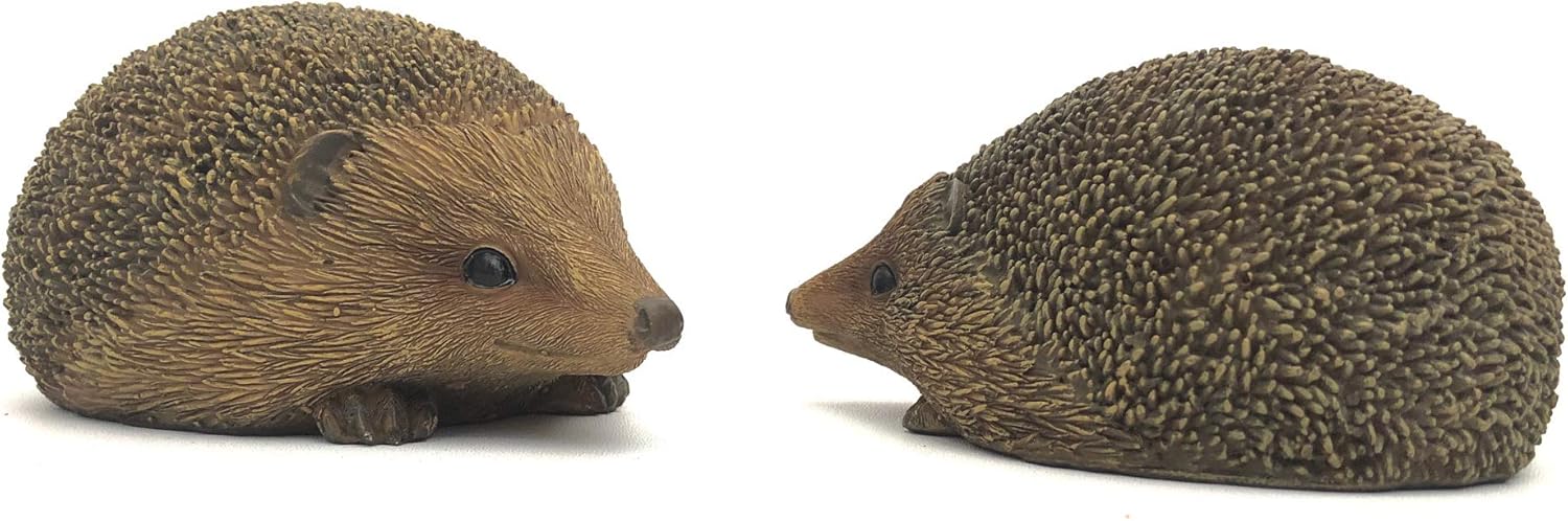 UKMGifts Set of 2 Hedgehog resin garden or indoor ornaments, Stone - Image 5