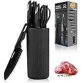 Knife Set,12-Piece Premium Kitchen Knife Set with Universal Knives Block,Anti-Rust Non-Stick High-Carbon Stainless Steel Extra-Sharp Chef Knives for Kitchen,Dishwasher Safe,Non-slip Ergonomic Handle
