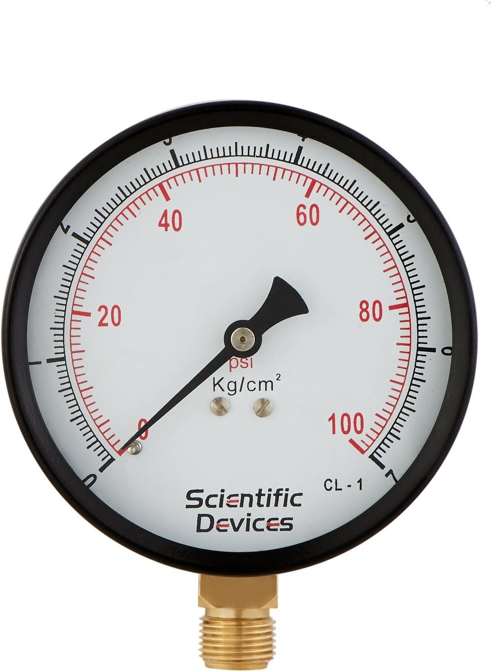 Scientific Devices M.S & Brass Bottom Mounted 100Mm Pressure Gauge