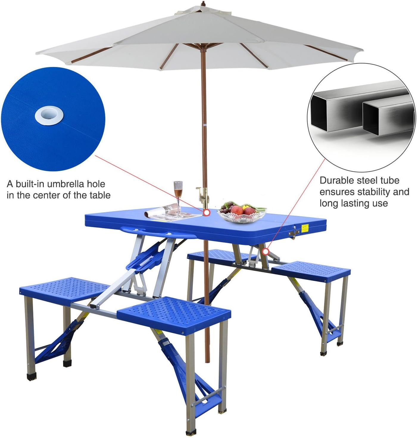 Amazon Com Portable Folding Plastic Camping Picnic Table 4 Seats