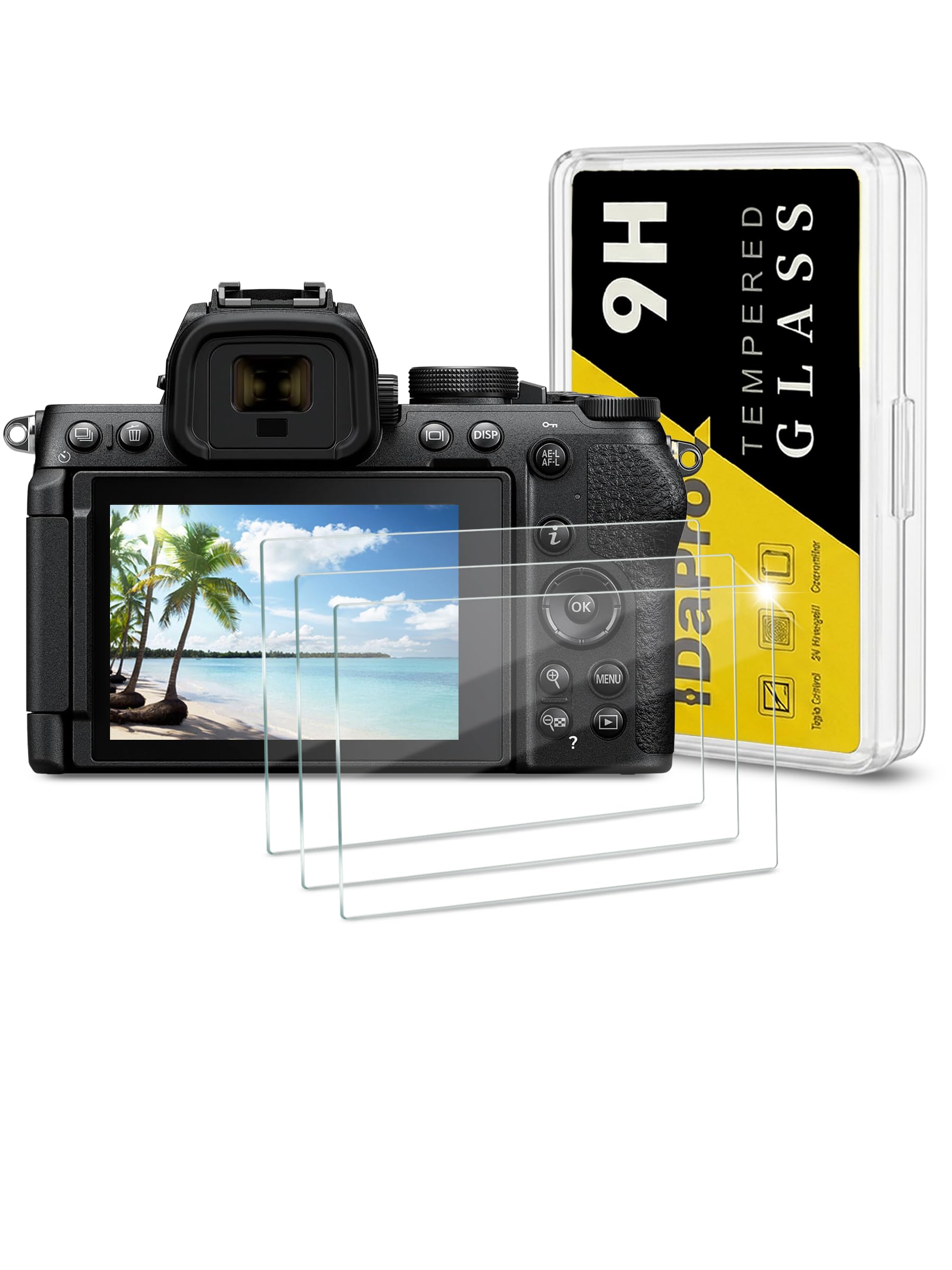 iDaPro [3Pcs Screen Protector for Nikon Z50 II Z50II Z7 / Z6 / Z5,Tempered Glass,9H Hardness,Anti-Scrach,Anti-Bubble,Easy Installation