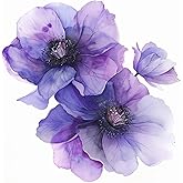Clematis Flower Car Decal Watercolor, Purple Flower Bumper Sticker, Removable Waterproof Decals for Car, Electronic, Case, Waterbottle, Vehicle Decor Sticker (Purple)
