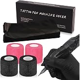Narkysus 200Pcs Large Tattoo Machine Covers with Black Tattoo Pen Bags and 4Pcs Tattoo Machine Tape Grip Wrap