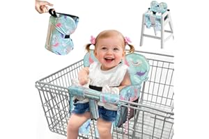 LWWACSS Premium Baby Shopping Cart Cover & High Chair Seat Protector - Universal Fit for Grocery Carts, Restaurant Chairs，Restaurant Seats, and Park Swings-Girl & Boy（Ocean Blue）