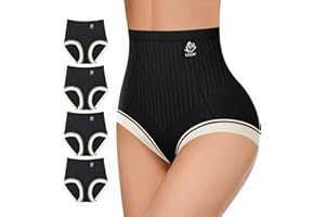 MIOTAN Women's High Waisted Underwear Tummy Control Ladies Panties Postpartum Briefs Breathable Full Coverage 4 Pack