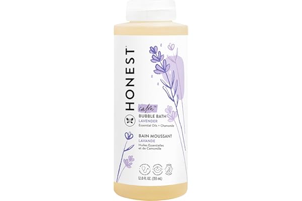 The Honest Company Foaming Bubble Bath | Gentle for Baby | Naturally Derived, Tear-free, Hypoallergenic | Lavender Calm, 12 fl oz