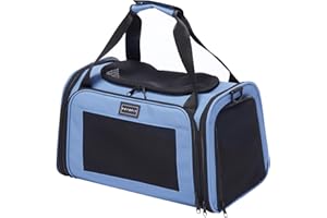 PETSFIT Pet Carrier, Dog Carrier Airline Approved, Collapsible Soft Sided TSA Approved Pet Carrier for Small and Medium Cats, Puppies Up to 12 Lbs, Cat Travel Carrier, Blue