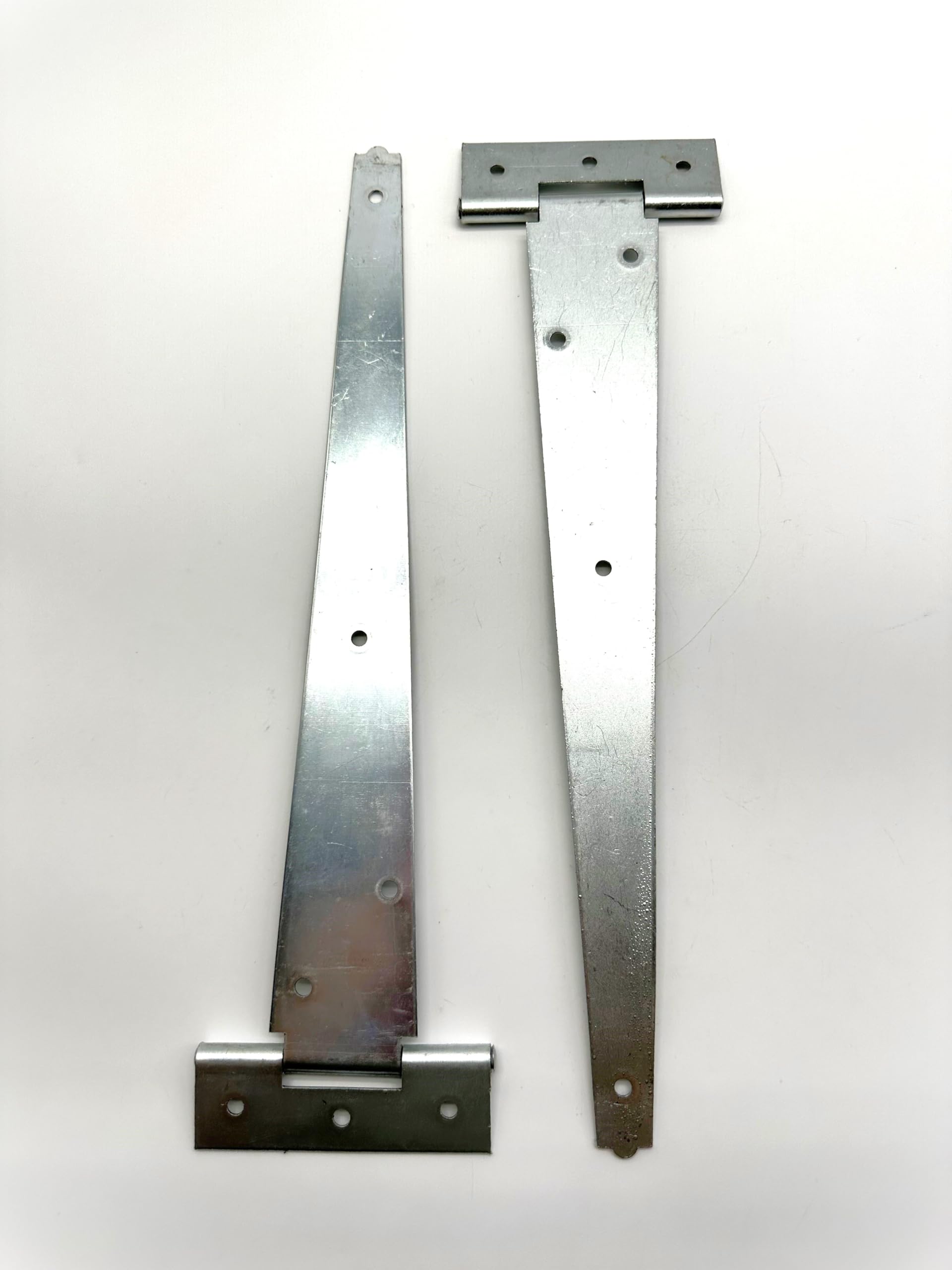 2PK Silver Tee Hinges 12" (300mm). Zinc T-Hinges for Garden Gates, Sheds and Doors. Corrosion and Weather Resistant External Hinge Pack.