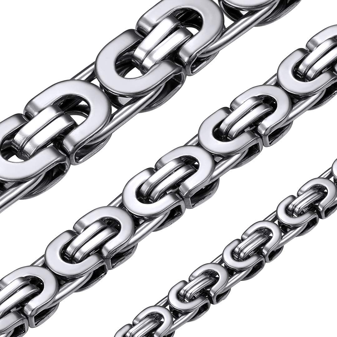 ChainsHouse Byzantine Mens Necklace Mens Stainless Steel Chain Thick Jewelry Chain