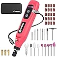 HARDELL Mini Cordless Rotary Tool, 5-Speed Rotary Tool Kit with 43 Accessories, Type-C Charging Power Rotary Tool for Engraving, Sanding, Polishing, Drilling, Grinding, Small DIY Crafts (Pink）