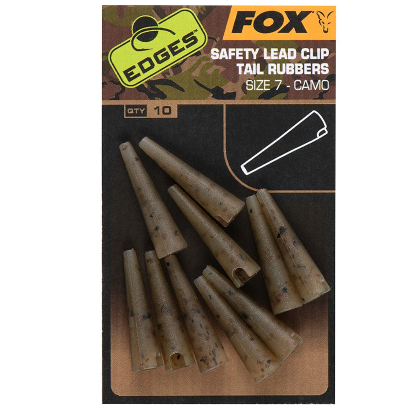 Fox Edges Camo Size 7 Lead Clip Tail Rubbers CAC808