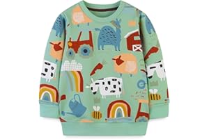 SUZEL Toddler Girl's Boy's Cotton Crewneck Sweatshirt Long Sleeve Casual Pullover Shirts