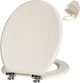 Angel Shield Creamy White Oak Antibacterial Toilet Seat Soft Close Quick
