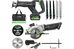 GALAX PRO Cordless Circular and Reciprocating Saw Combo Kit with 1pcs 4.0Ah Lithium Battery and One Charger, 7 Saw Blades and Tool Bag