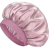 Doitory Satin Silk Bonnet for Sleeping, Double Layer Silk Sleep Cap for Men & Women, Soft Satin Lined Bonnet for Curly Hair