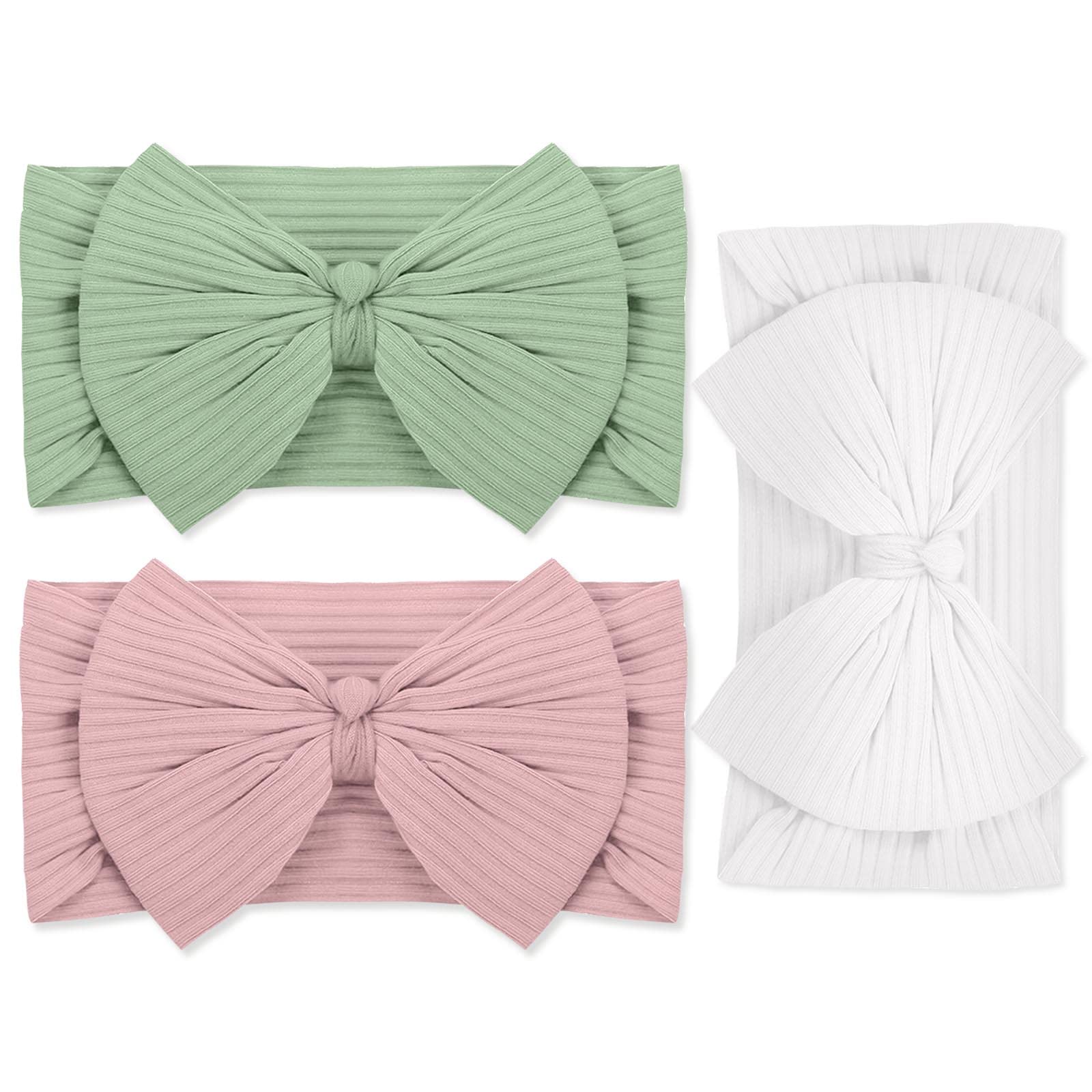 GWAWG 3 Piece Set for Girls with Elastic Headpiece Nylon Hair Rope for Newborns, Toddlers, Handmade Bow Decoration Hair Rope