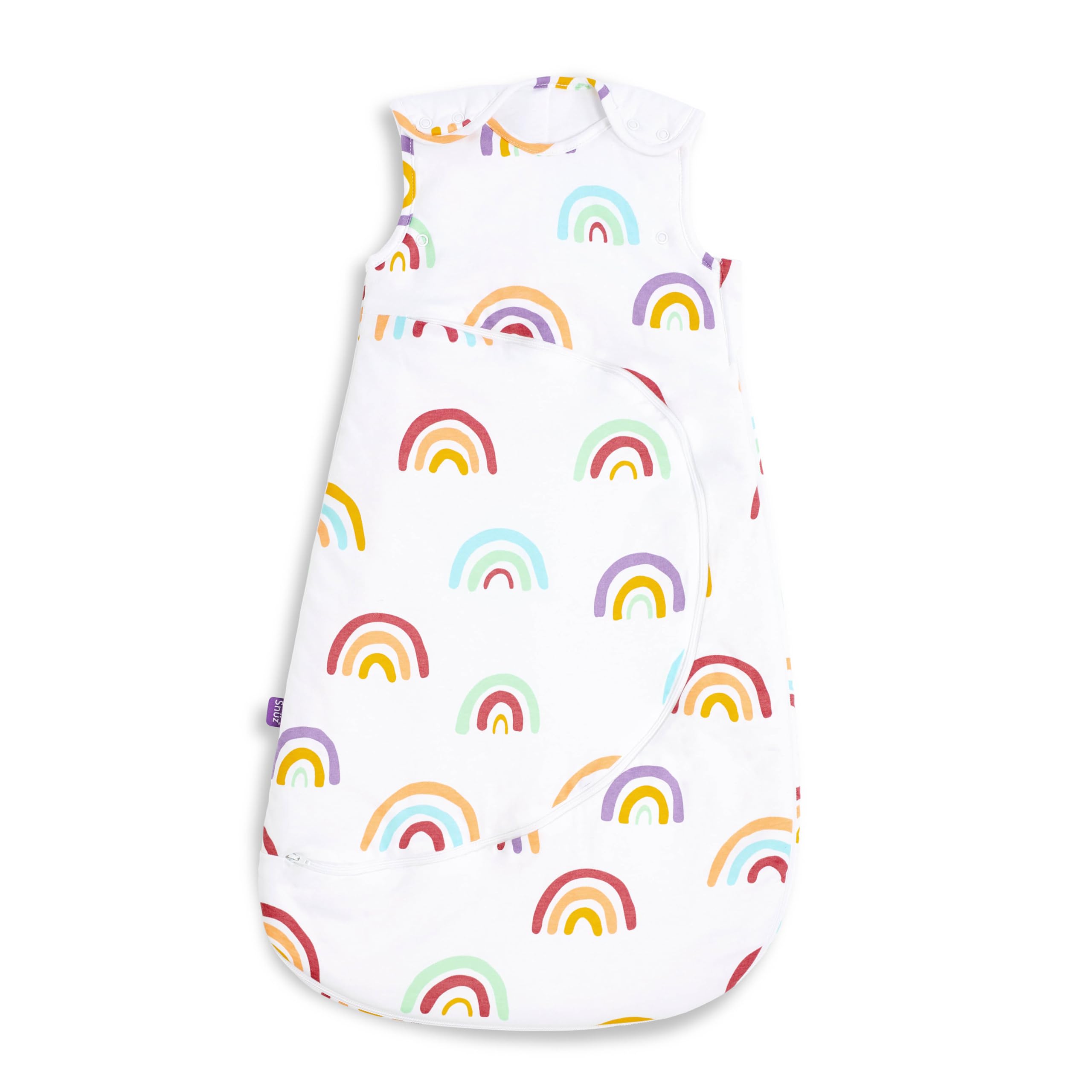 Snuz Baby Sleeping Bag with Nappy Zip - For Easy Nappy Changes, Super Soft Cotton Sleeping Bags with Easy Fit Poppers, Meets British Safety Standard, Rainbow, 2.5 Tog 0-6M