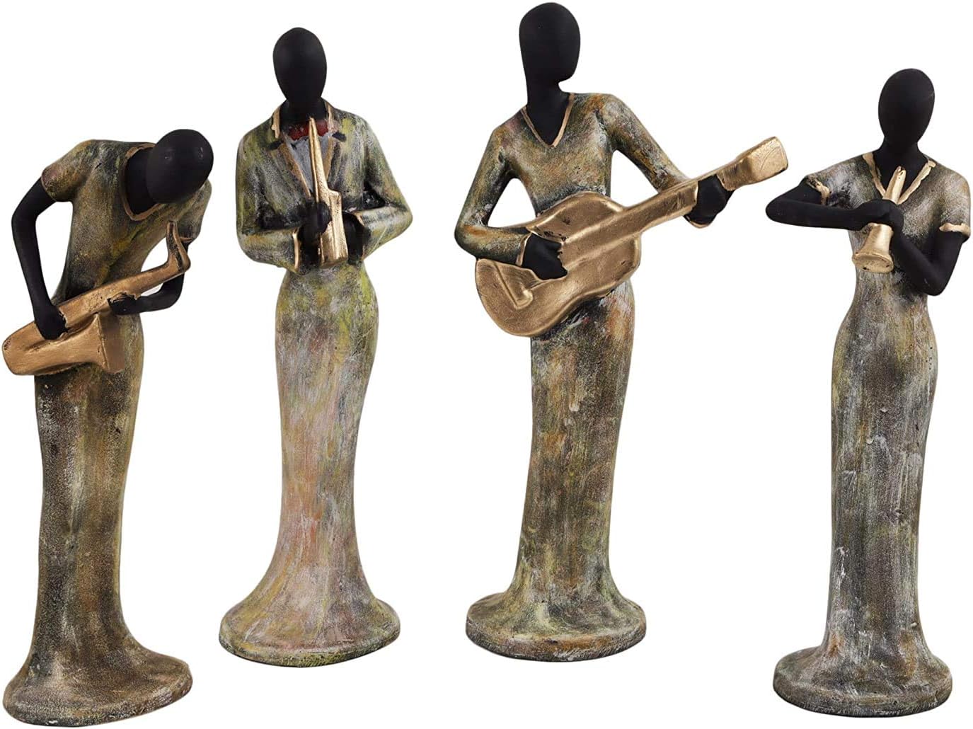 TIED RIBBONS Set of 4 Decorative Ladies Playing Musical Instrument Ornament Showpiece Collectible Figurines for Home Décor Wall Shelf Table Office Living Room Decoration Item (34 cm X 10 cm) Sandstone - Image 5