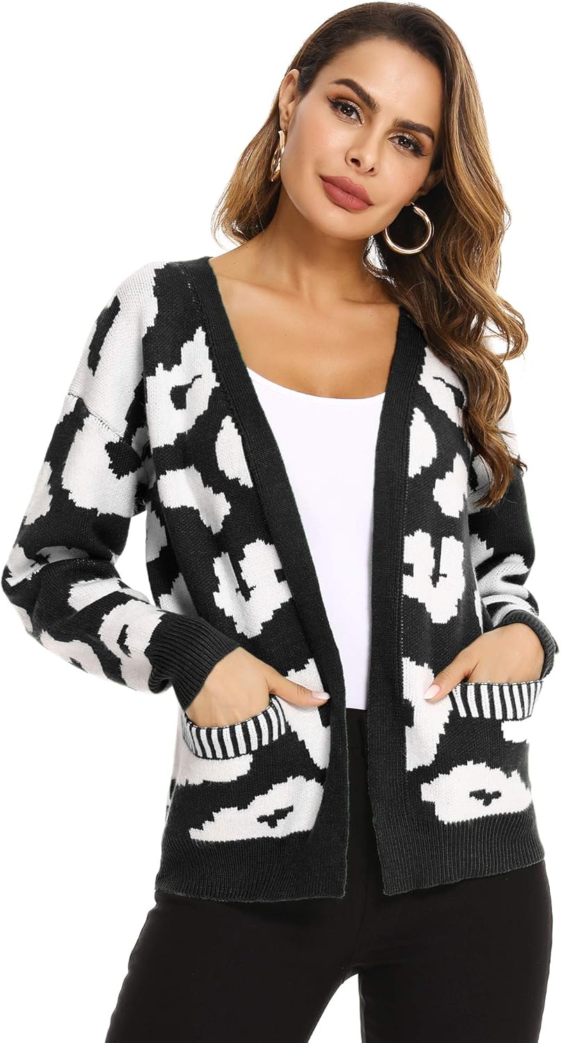 Gilet Noël Femme Cardigan Tricot Veste Casual Manches Longues Sweat