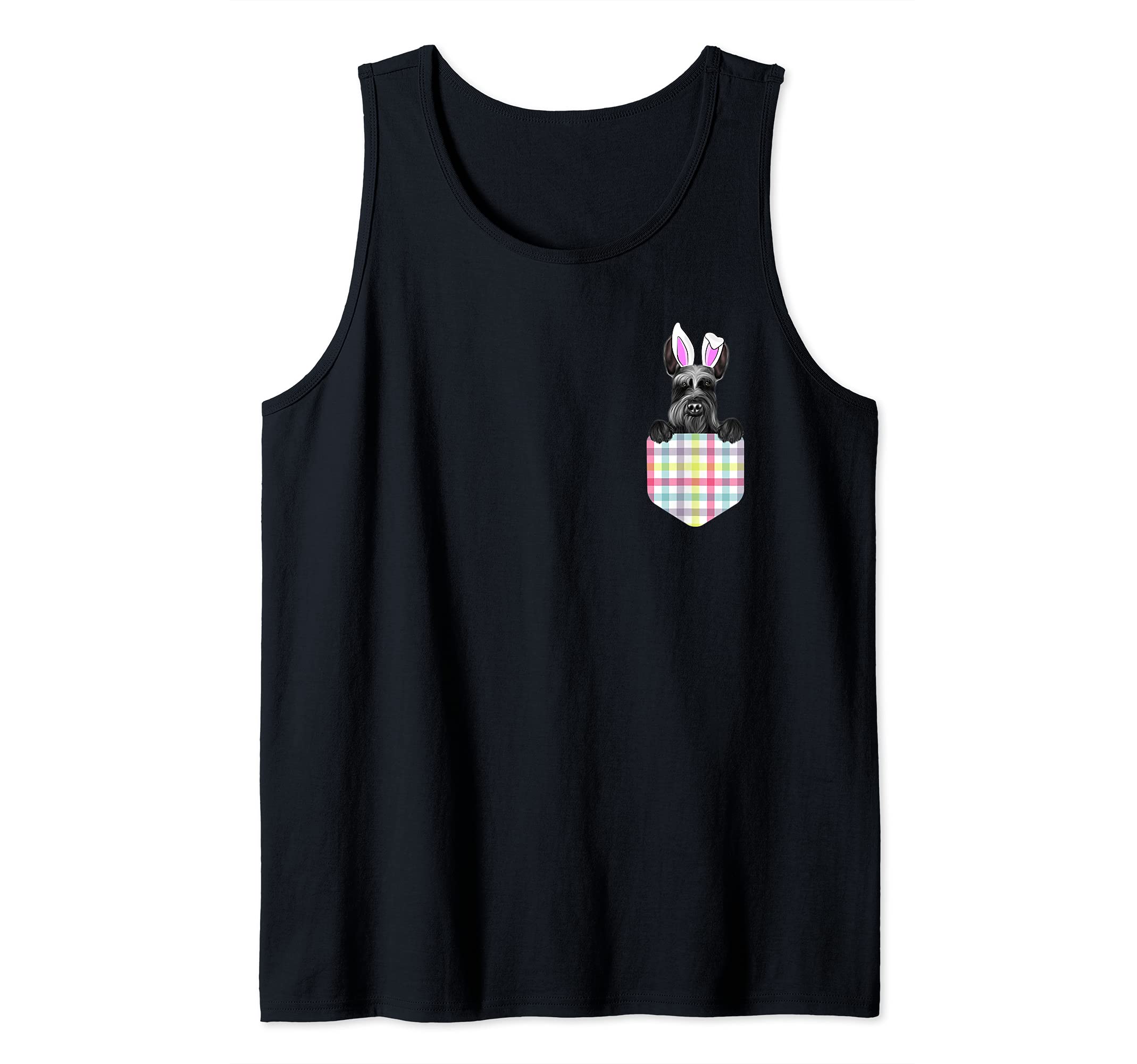 Easter Plaid Giant Schnauzer Bunny Dog In Pocket Tank Top