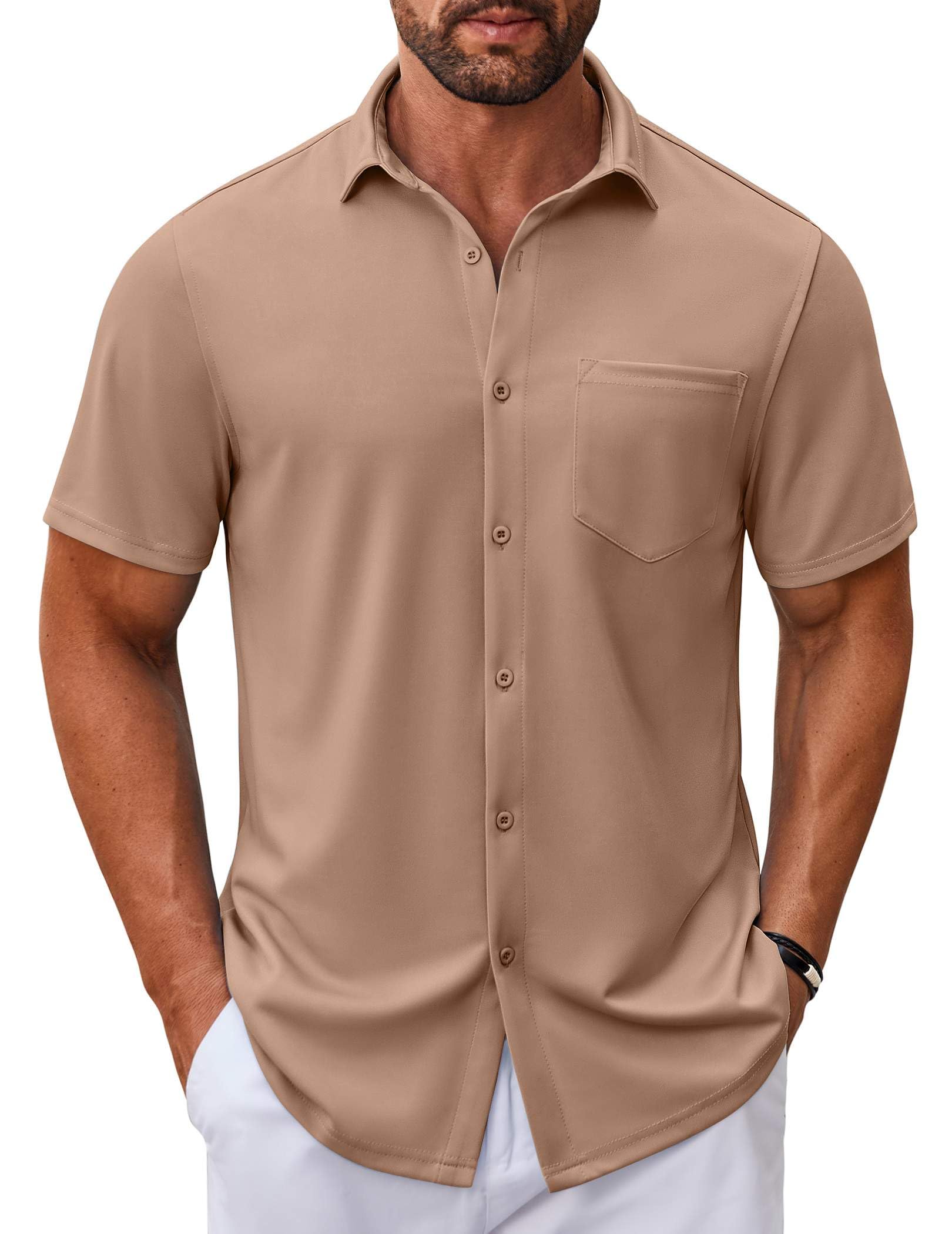 COOFANDY Shirts for Men Button Down Short Sleeve