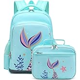 JIANYA Backpack for Girls, Preschool Kindergarten Kids School Bag Girls Backpack with Lunch Box & Chest Strap, 15" Tall