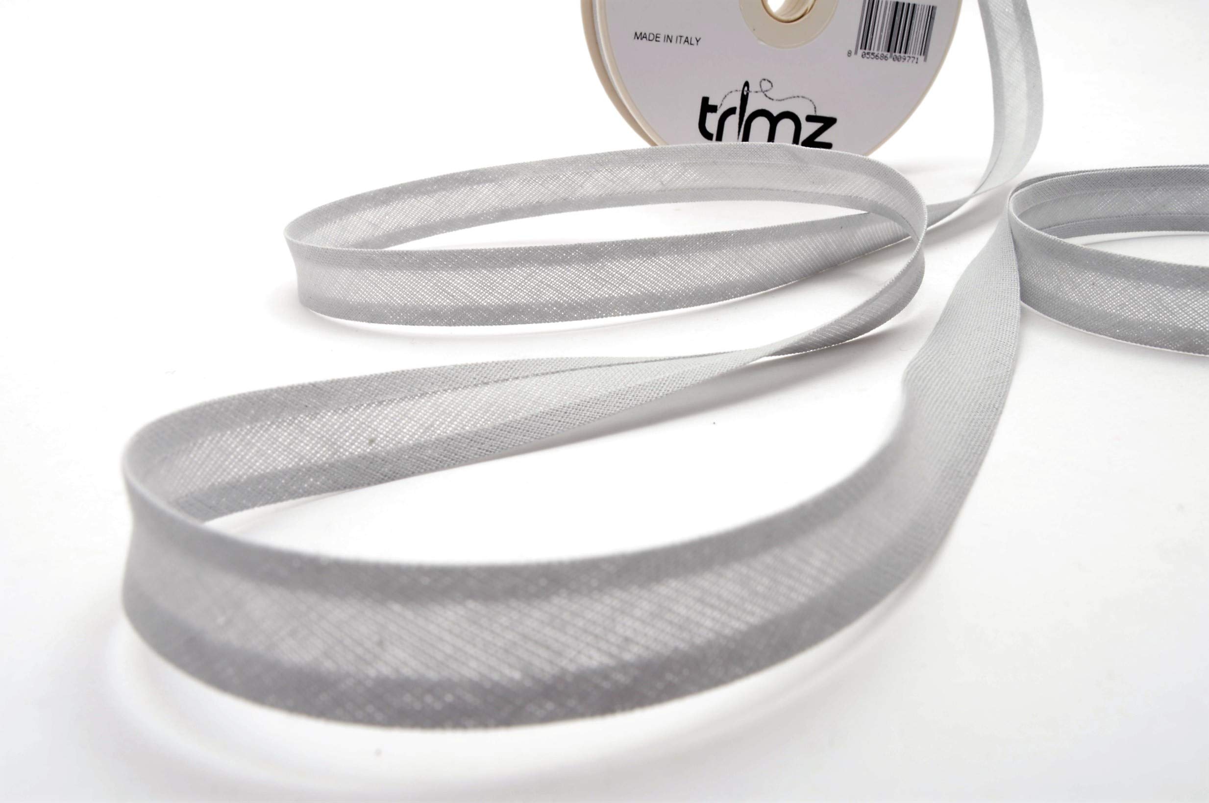 Inastri 14/ 4/ 4 mm Cotton Bias Binding, Grey (Light Grey) 118