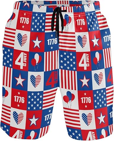 4th of july men's swim trunks