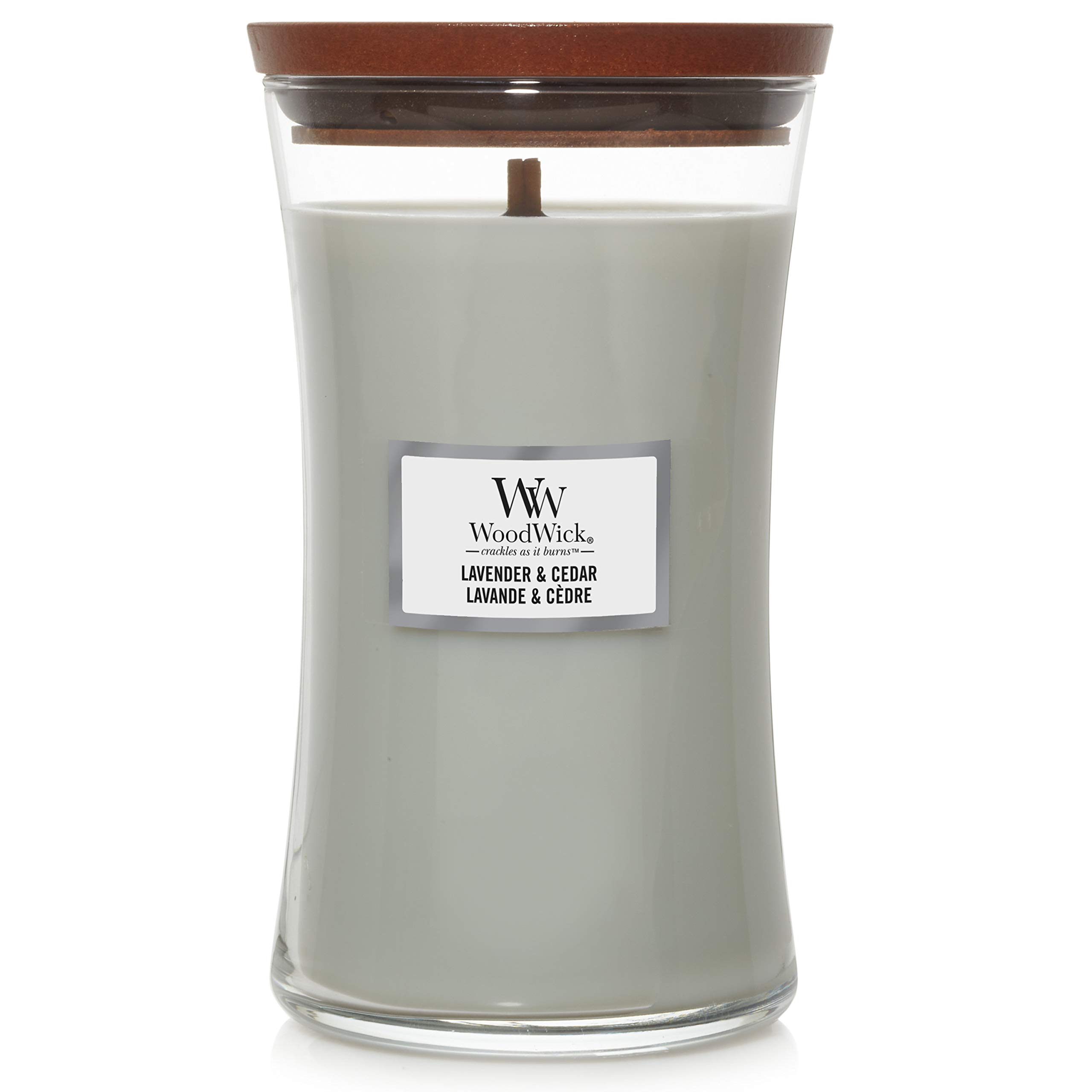 WoodWick Large Hourglass Scented Candle with Crackling Wick | Lavender & Cedar | Up to 130 Hours Burn Time